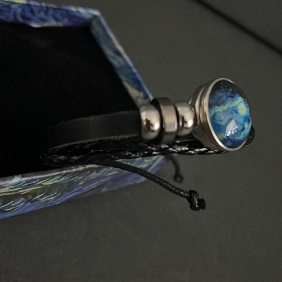 Van Gogh Art Glass Dome Leather Bracelet - New in box - Picture 6 of 14